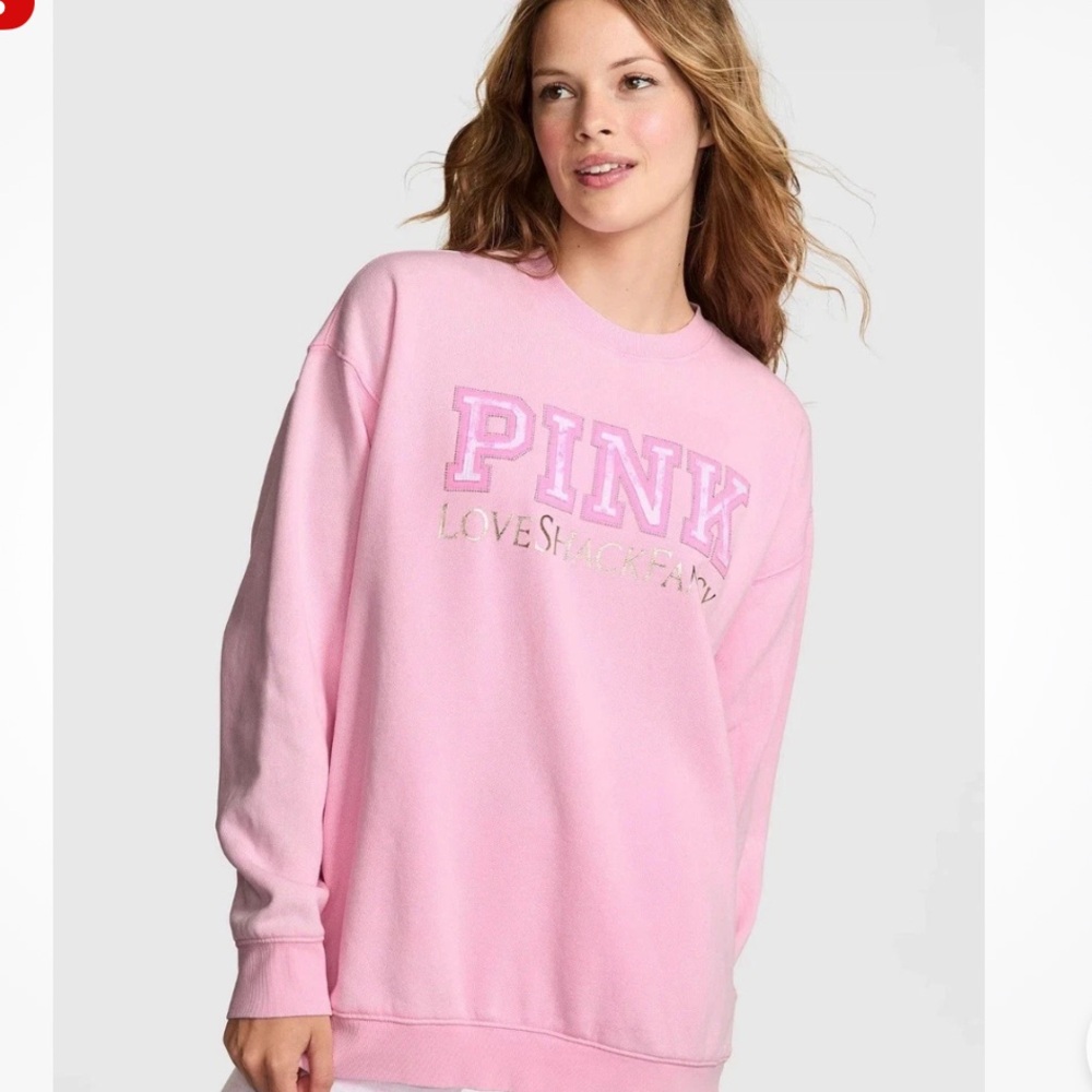 LoveShackFancy Pink Crew Neck Sweater